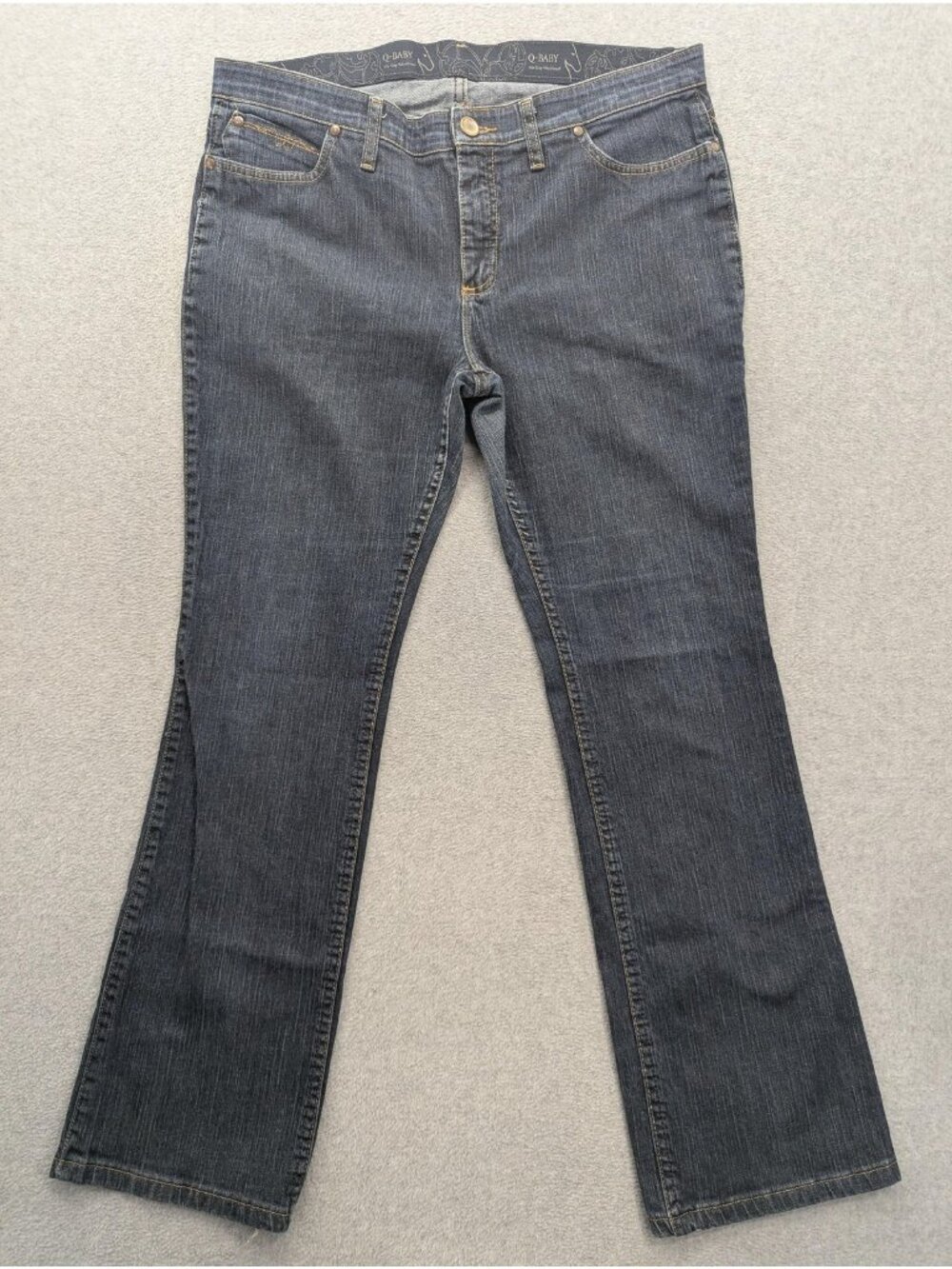 Wrangler Q-Baby Bootcut Jeans Womens 15 Blue Dark Wash Mid Rise Stretch Denim